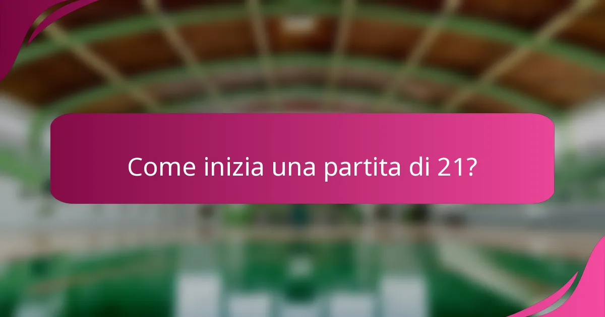 Come inizia una partita di 21?