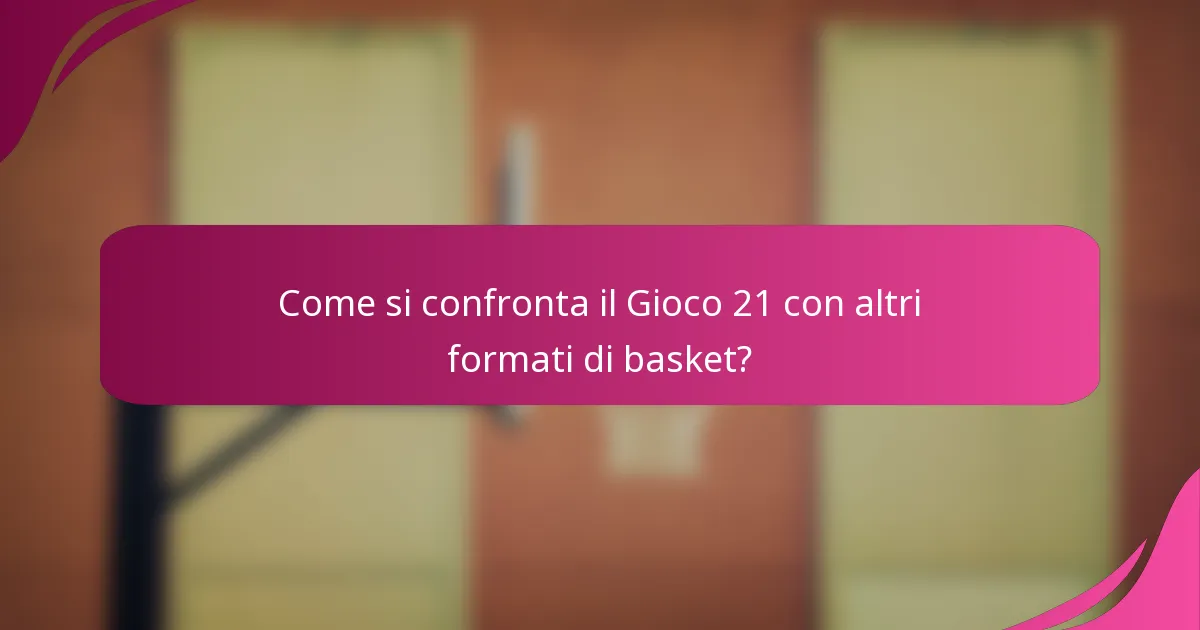 Come si confronta il Gioco 21 con altri formati di basket?