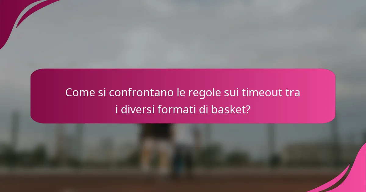 Come si confrontano le regole sui timeout tra i diversi formati di basket?