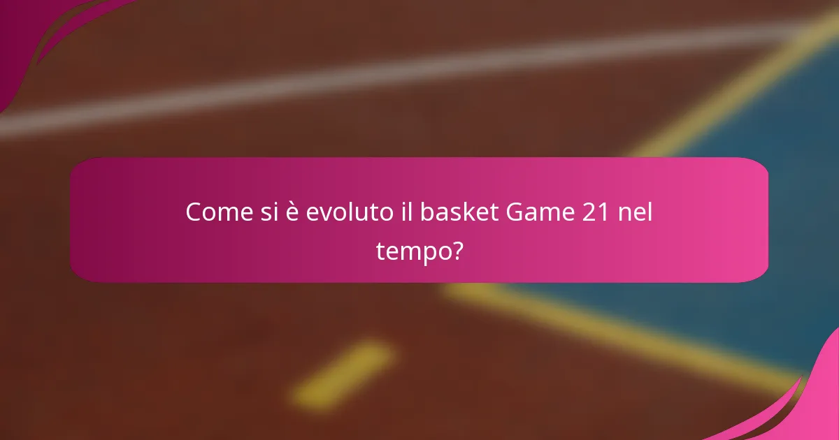 Come si è evoluto il basket Game 21 nel tempo?